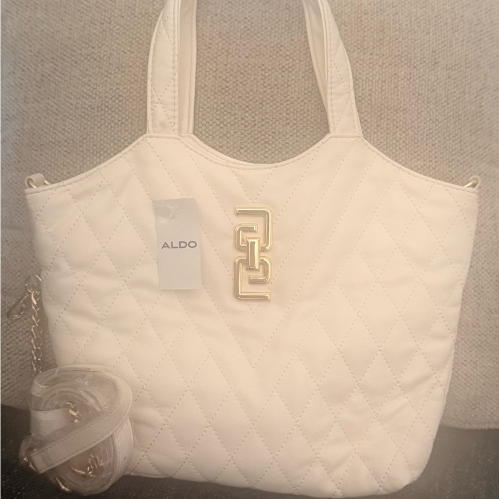 Aldo Cream Quilted Tote Bag